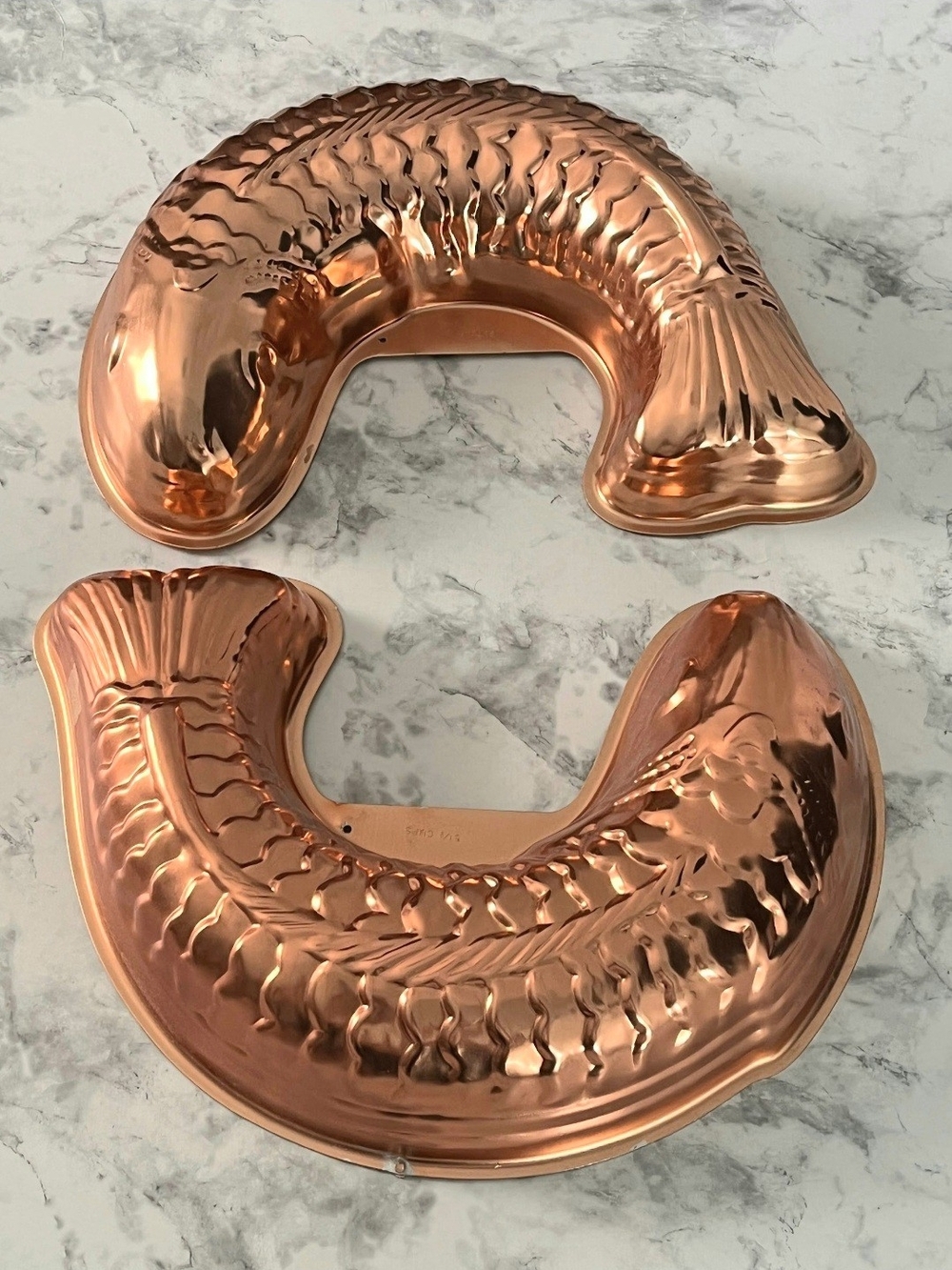Vintage Copper-Tone Fish Molds / Pans – Pair – Approx. 12”